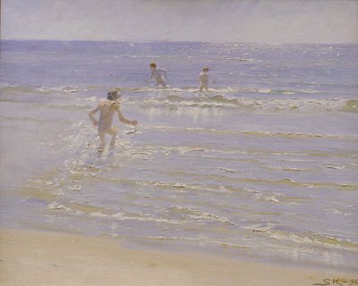 Sonnenschein in Skagen: Jungen beim Schwimmen, 1892 (Studie) von Peder Severin Krøyer